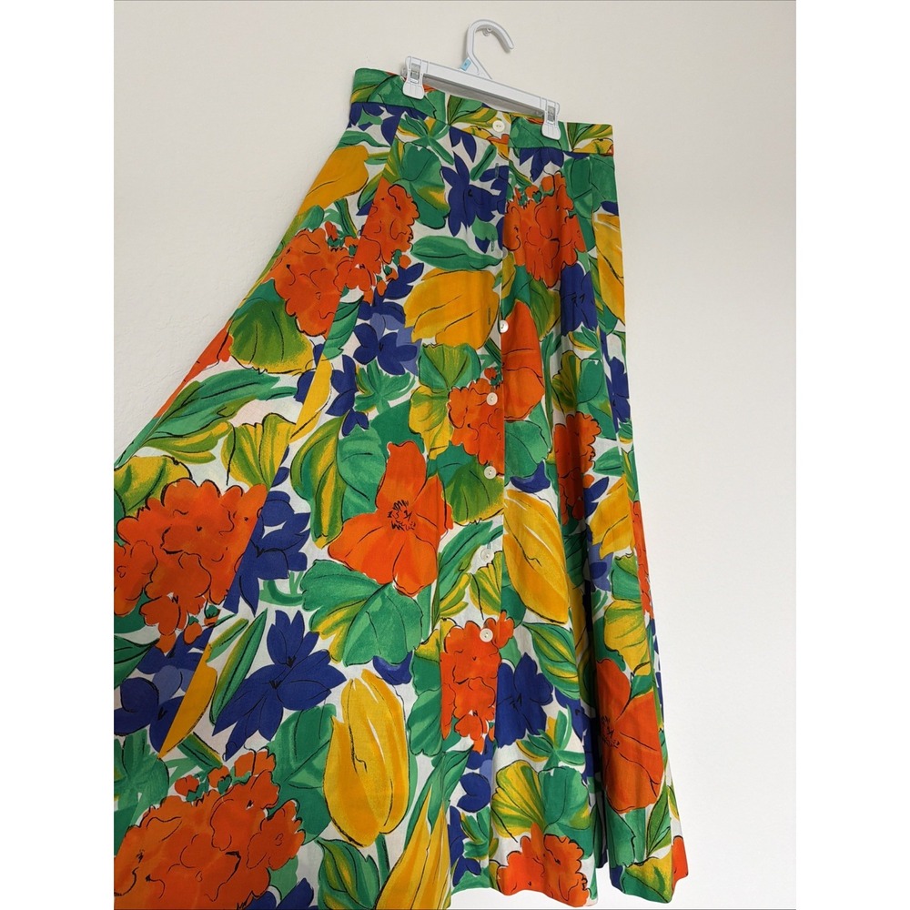 Jaeger London VTG Maxi Skirt  Size 10 to fit 70s 80s Geometric Bold Colorful
